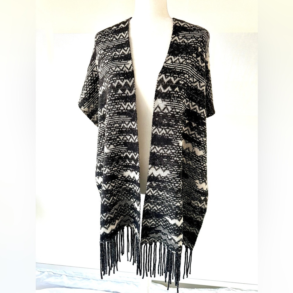 Authentic Missoni Wrap Scarf in Black, White & Silver. Made in It